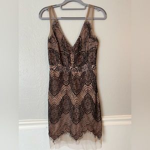 Black and nude lace & mesh dress